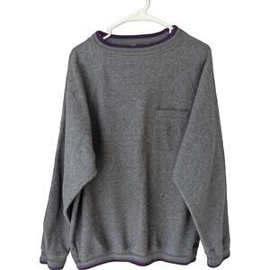 Exchange Sport Vintage Athletic Gray Fleece Pullover Sweatshirt Purple Cuff M